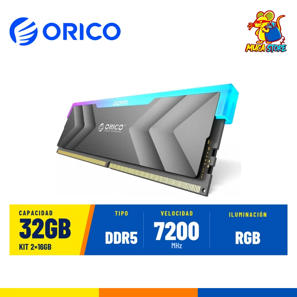 Memoria RAM Orico Raceline Neon RGB DDR5 32GB (2x16GB) 7200MHz