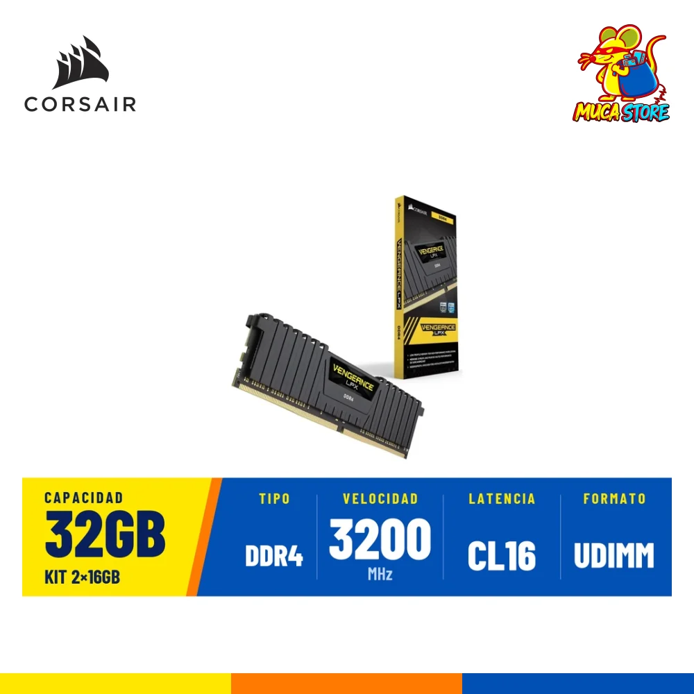 Memoria RAM Corsair Vengeance LPX Black DDR4 32GB (2x16GB) 3200MHz CL16