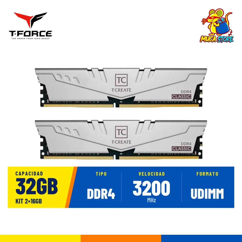 Memoria RAM TeamGroup T-Create Silver DDR4 32GB (2x16GB) 3200MHz