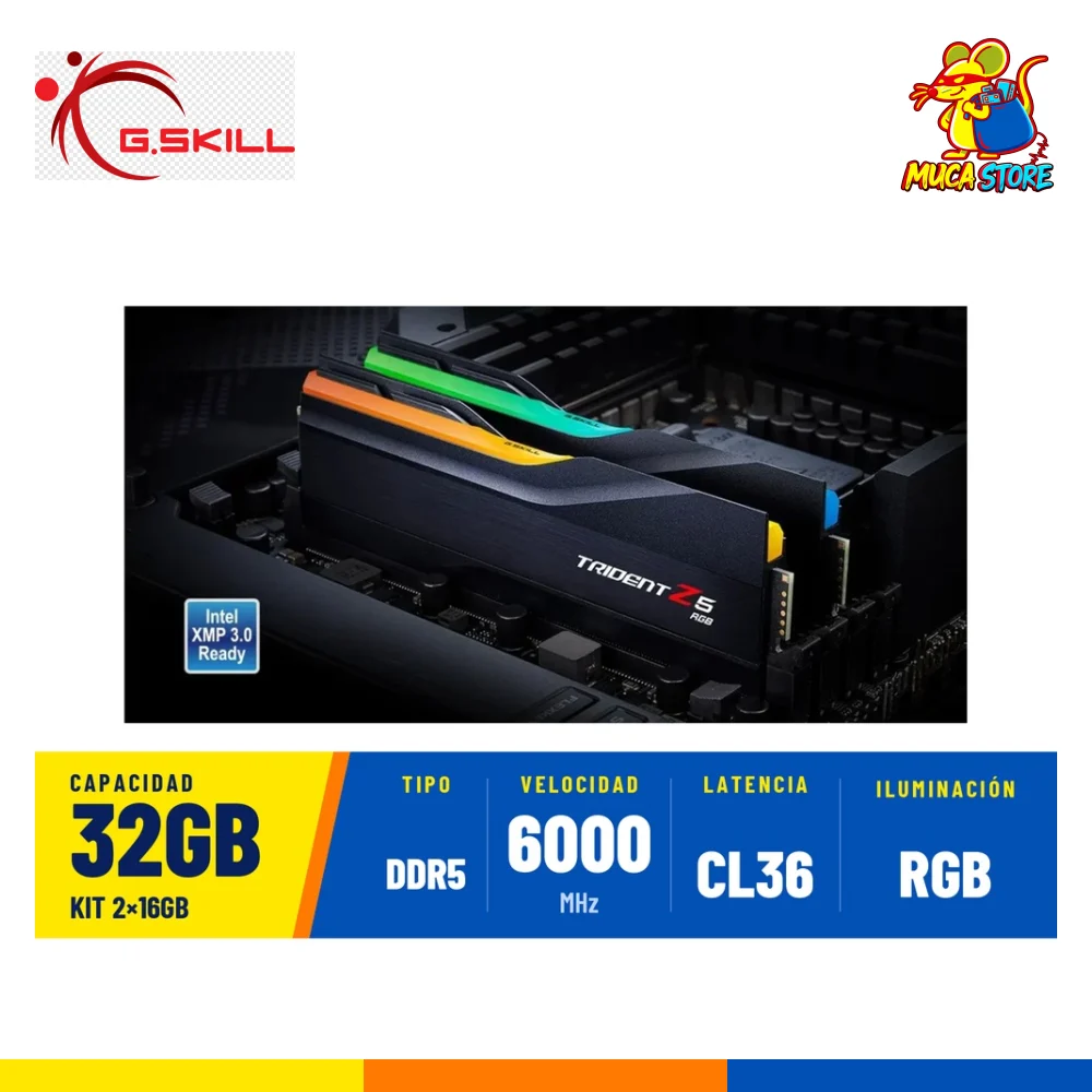 Memoria RAM G.Skill Trident Z5 RGB Black DDR5 32GB (2x16GB) 6000MHz CL36