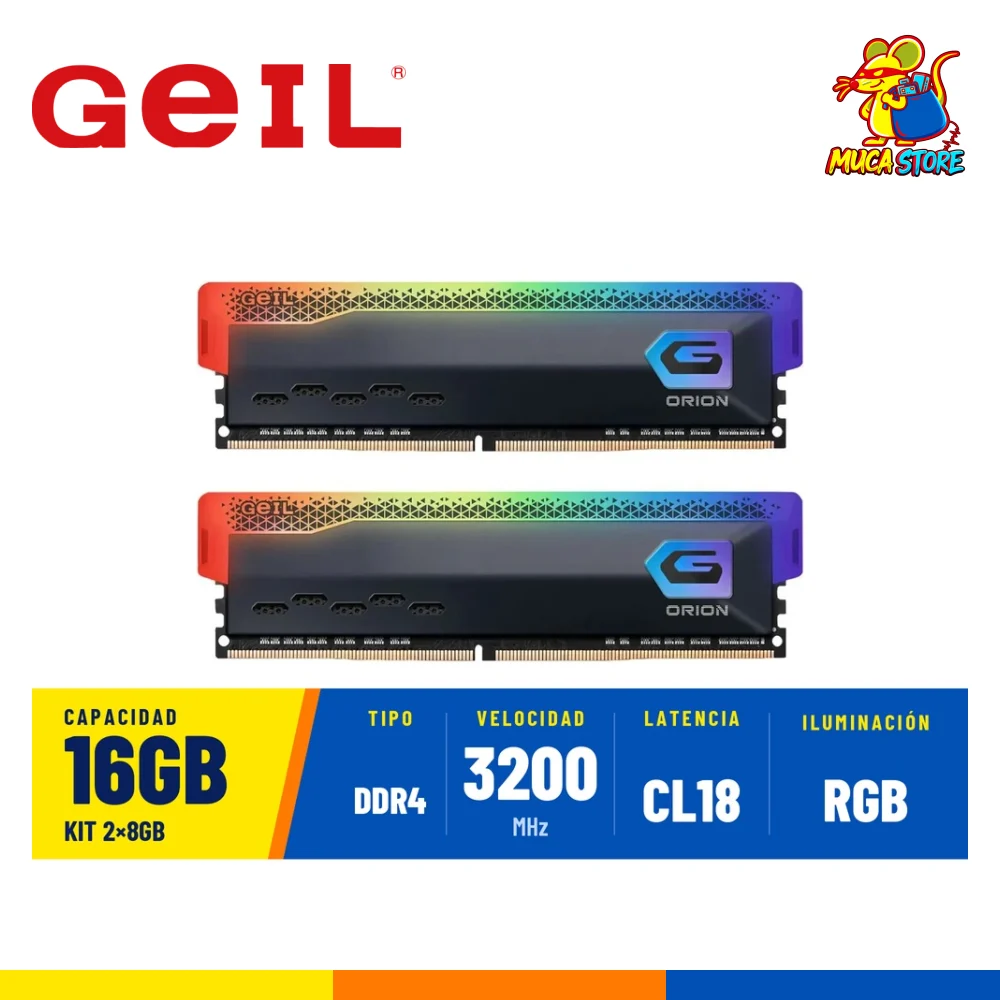 Memoria RAM GeIL Orion RGB Black DDR4 16GB (2x8GB) 3200MHz CL18