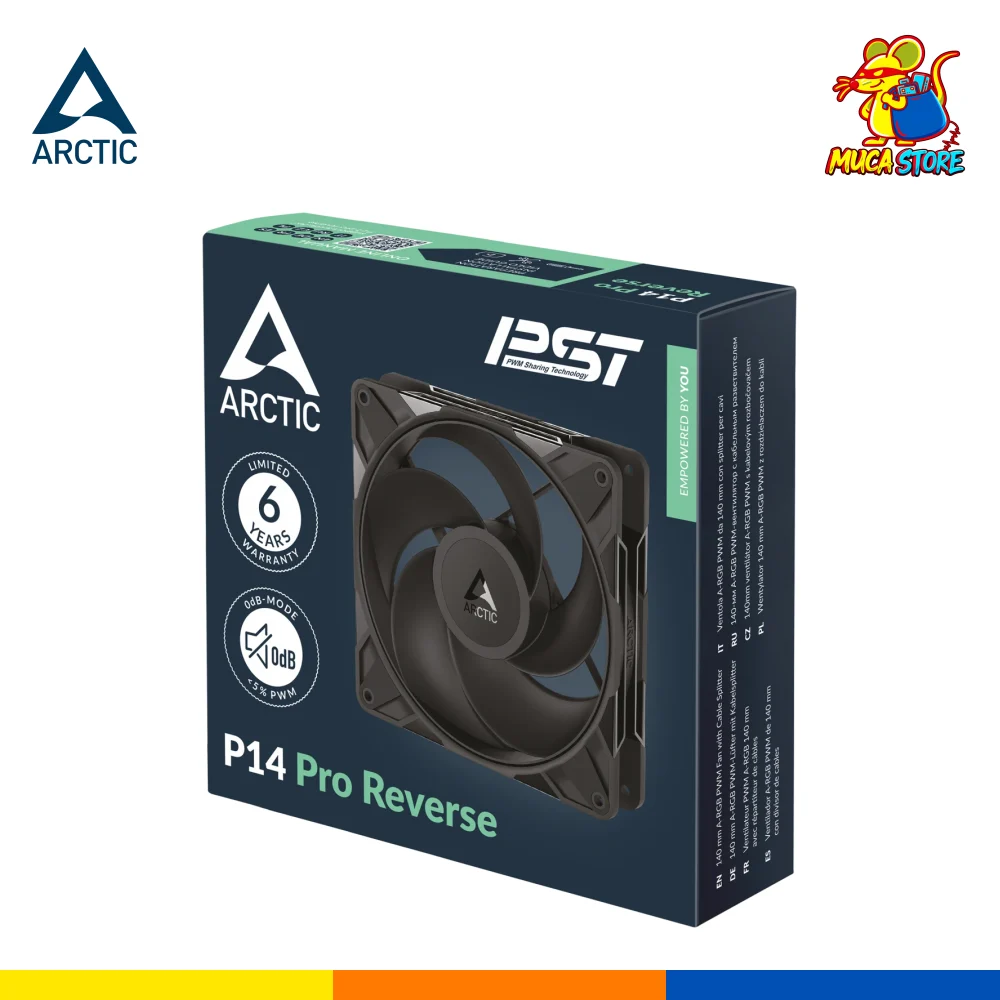 Ventilador Arctic P14 Pro Reverse Black 140mm (Pack x3) ARGB