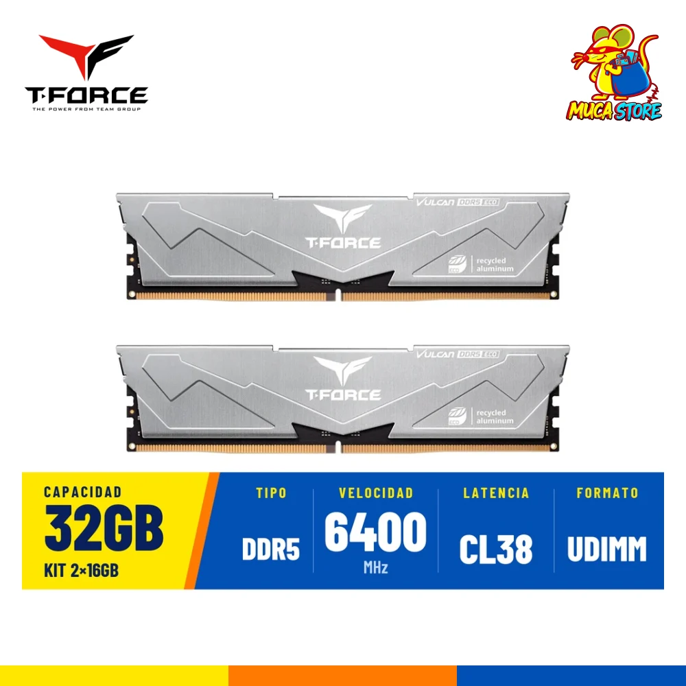 Memoria RAM TeamGroup Vulcan Eco DDR5 32GB (2x16GB) 6400MHz CL38