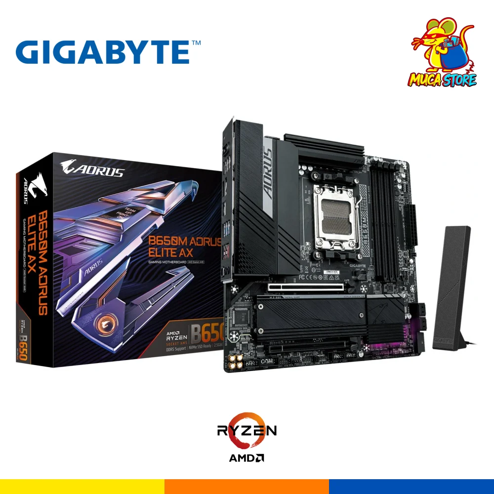 Placa Madre Gigabyte B650M Aorus Elite AX - DDR5 - AM5 - Black