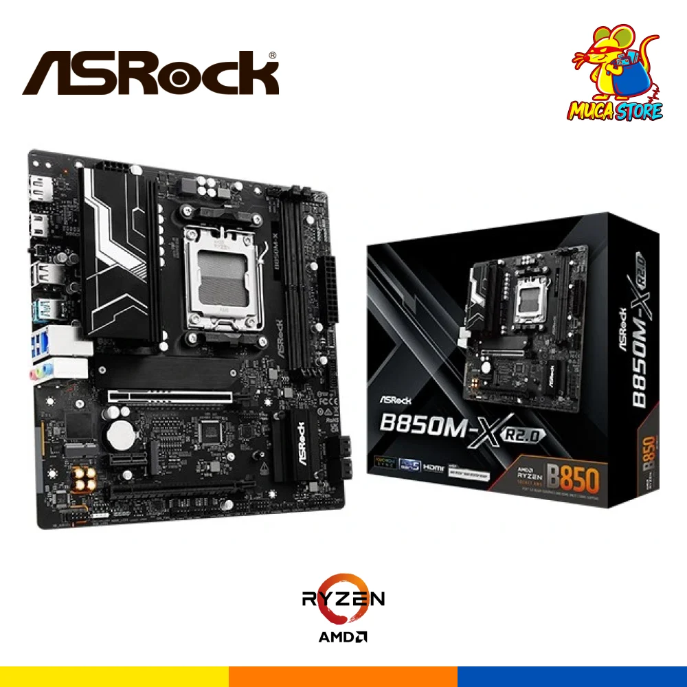 Placa Madre ASRock B850M-X R2.0 - DDR5 - AM5 - Black