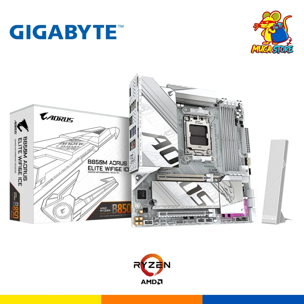 Placa Madre Gigabyte B850M Aorus Elite WiFi6E Ice - DDR5 - AM5 - White