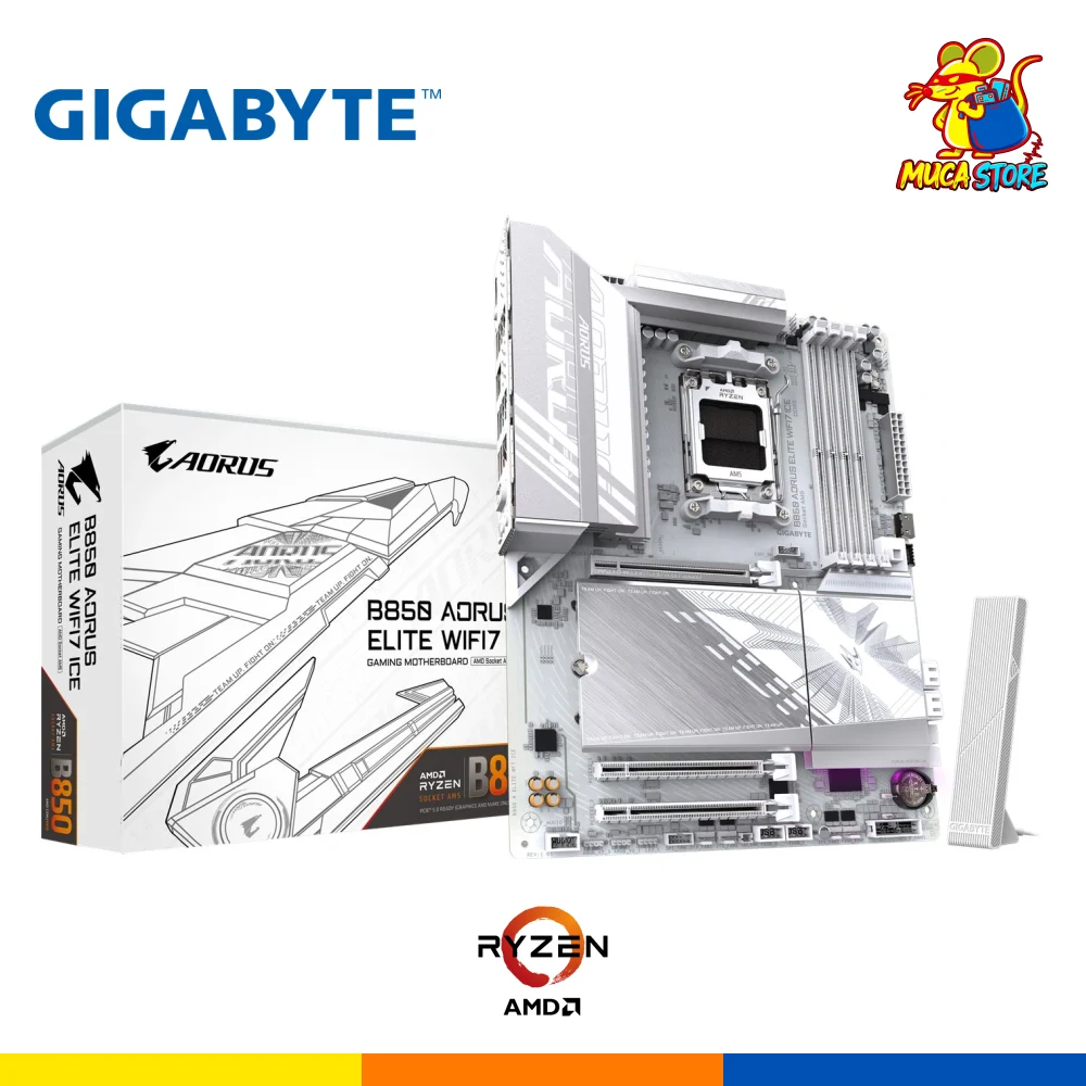 Placa Madre Gigabyte B850 Aorus Elite WiFi7 Ice - DDR5 - AM5 - White