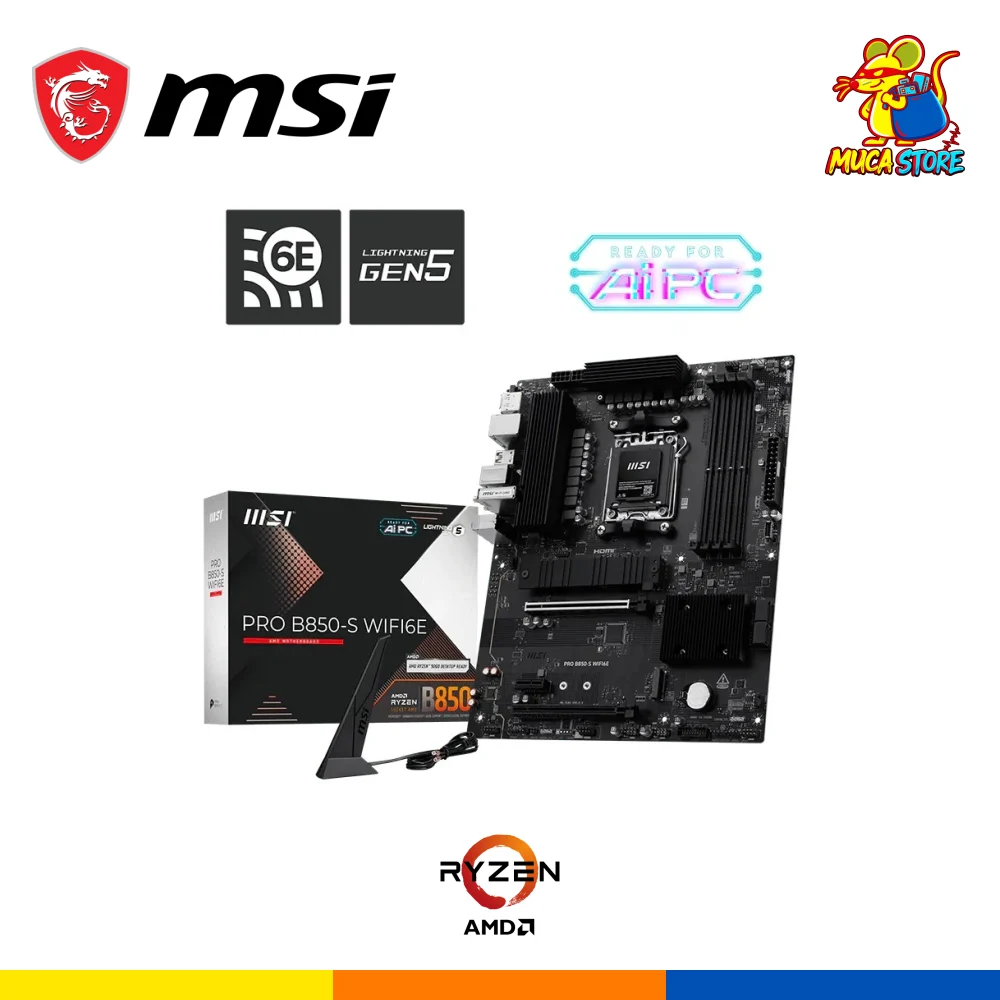 Placa Madre MSI Pro B850-S WiFi6E - DDR5 - AM5 - Black