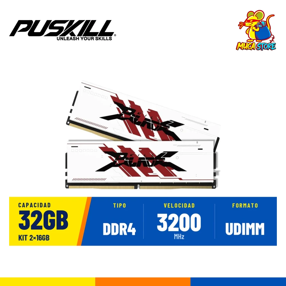 Memoria RAM Puskill DDR4 32GB (2x16GB) 3200MHz - White