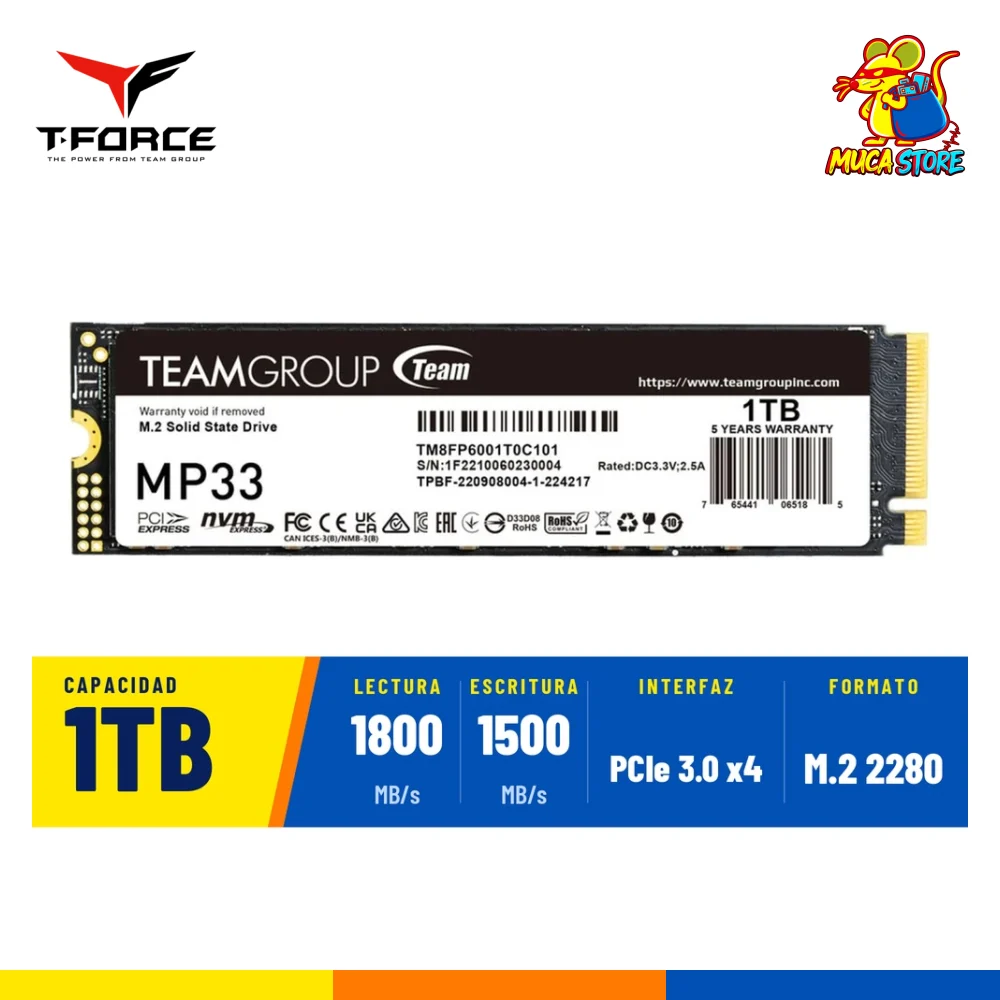 SSD TeamGroup MP33 1TB NVMe PCIe 3.0