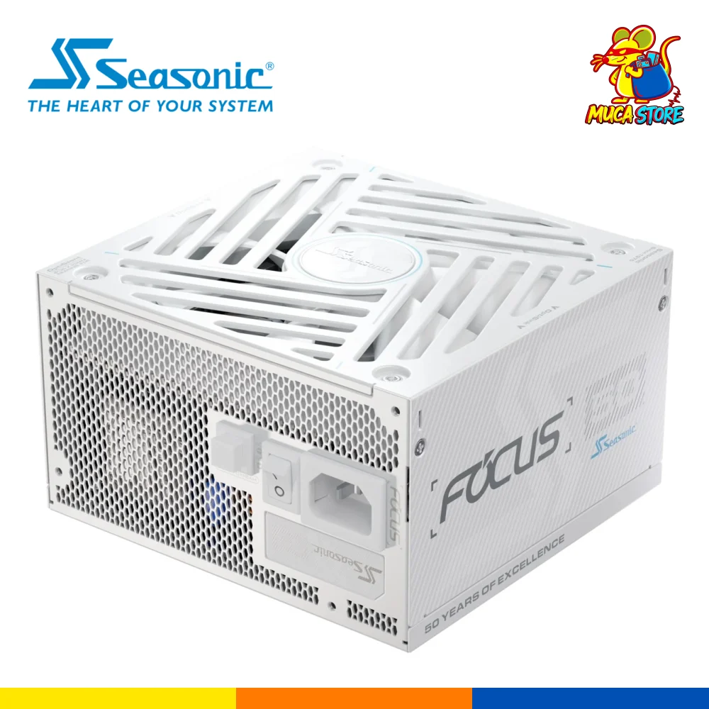 Fuente de Poder Seasonic Focus GX-1000 1000W 80+ Gold ATX 3.1 PCIe 5.1 Full Modular Blanca