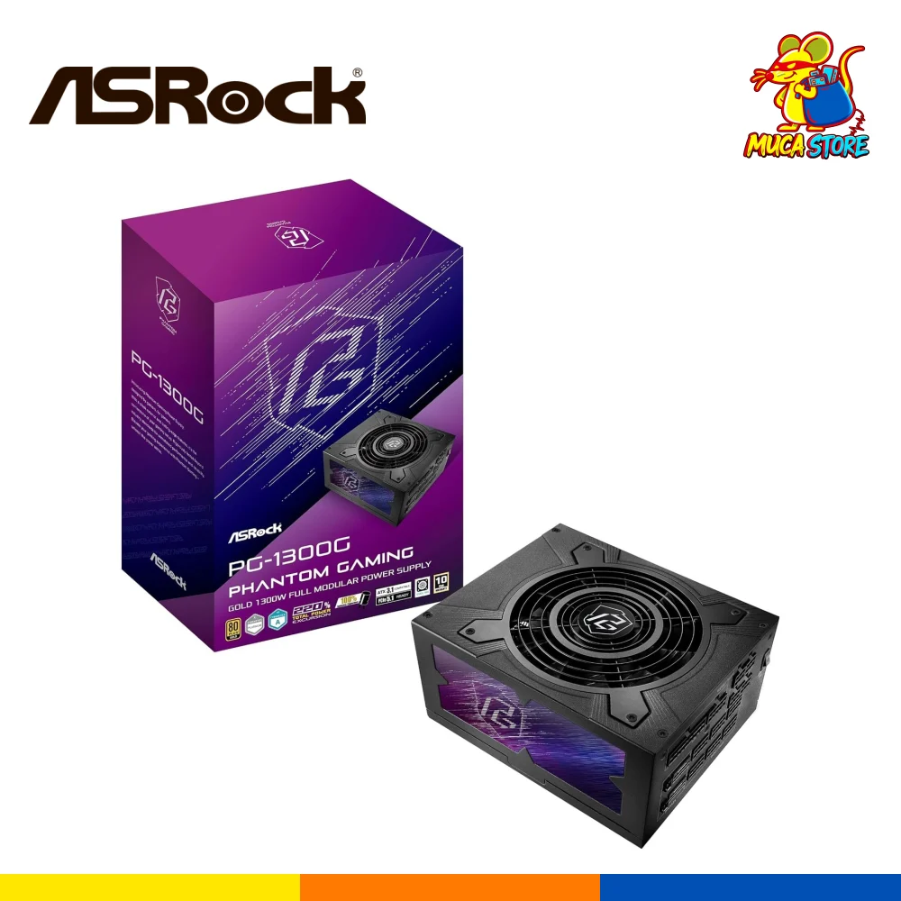 Fuente de Poder ASRock PG-1300G Phantom Gaming 1300W 80+ Gold Full Modular