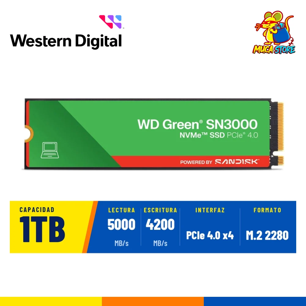 SSD Western Digital Green SN3000 1TB NVMe PCIe 4.0
