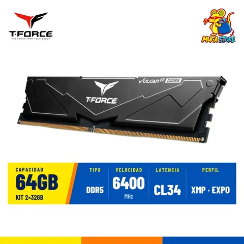 Memoria RAM TeamGroup T-Force Vulcan OEM DDR5 64GB (2x32GB) 6400MHz CL34