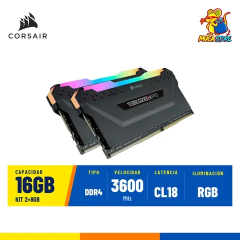 Memoria RAM Corsair Vengeance RGB DDR4 16GB (2x8GB) 3600MHz CL18