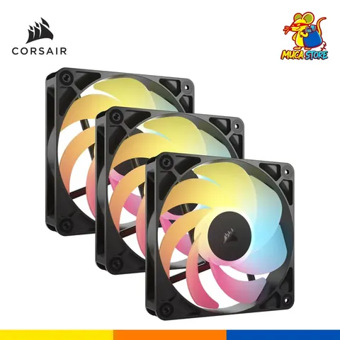 Ventilador Corsair RS120-R Black (Pack x3) ARGB
