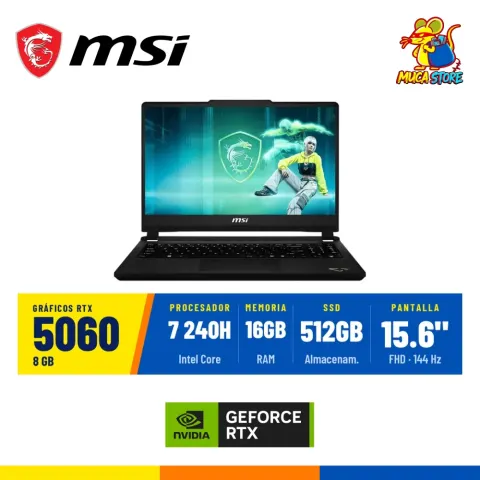 Laptop MSI MSI Cyborg 15 Max - CYBORG15MC2466 Intel Core 7 240H NVIDIA RTX 5060 8GB 16GB RAM 512GB SSD 144Hz