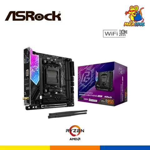 Placa Madre ASRock Phantom Gaming B850i Lightning WiFi - DDR5 - AM5 - ITX - Black