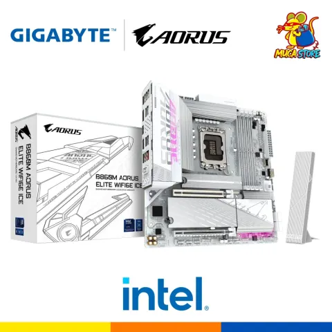 Placa Madre Gigabyte B860M Aorus Elite WiFi6E Ice - DDR5 - LGA 1851 - Intel Core Ultra Series - White