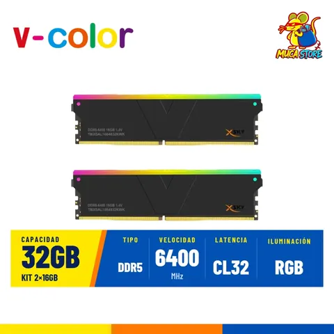 Memoria RAM V-Color Manta XSky RGB DDR5 32GB (2x16GB) 6400MHz CL32 - Black